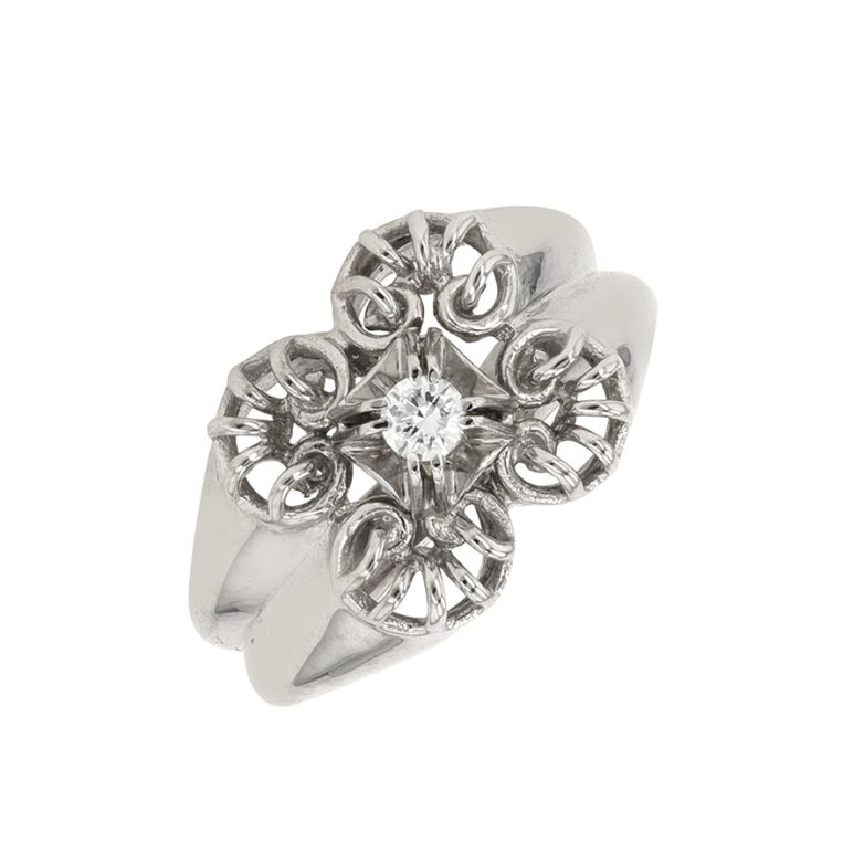 Bague vintage diamant 0.11 carat or blanc 5.52g Comme neuf -  reconditionné disponible sur Gemme Les Bijoux